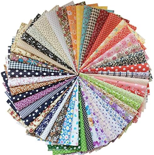 longshine-us 50pcs 8 x 8 Inch Premium Cotton Craft Fabric Bundle Squares Patchwork Lint DIY Sewing Scrapbooking Quilting Dot Pattern Artcraft Deals